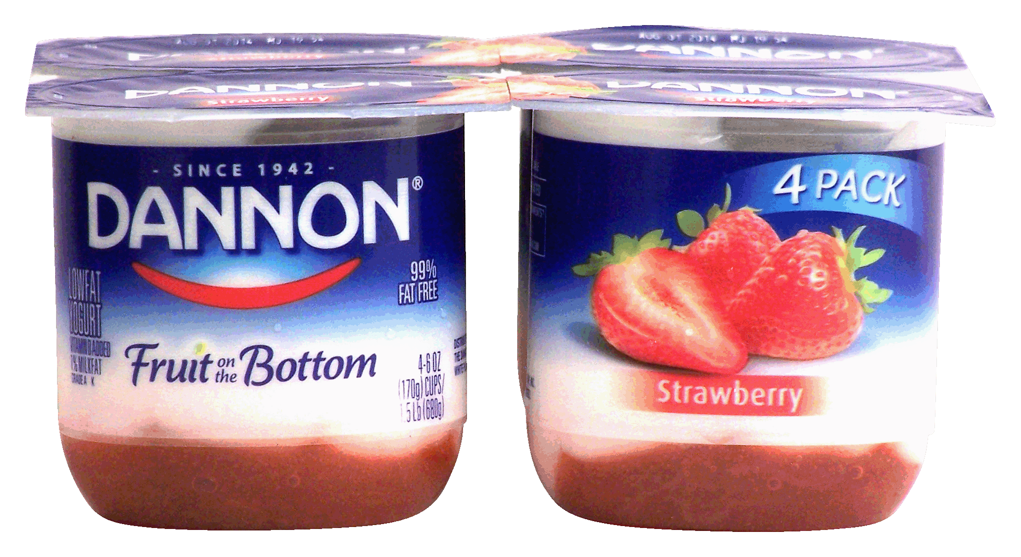 Dannon Fruit on the Bottom lowfat yogurt, strawberry, fruit on the bottom, 4-6oz cups Full-Size Picture